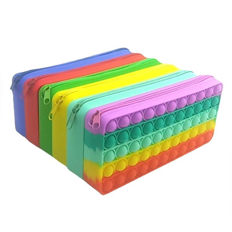 Multicolor new stylish pop sensory fidget pencil case popper popit bubbles bags pouch fidget toys silicone pencil case