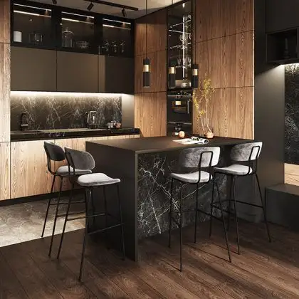 Table Counter Black Design Modern Home Furniture Artificial Stone Table Bar Counter