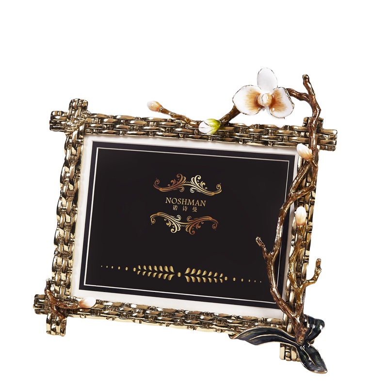 NOSHMAN Christmas Wedding Gift marco de la foto Nordic 10.5 Inch Rectangle Crystal Picture Frame Table Decor Enamel Photo Frame