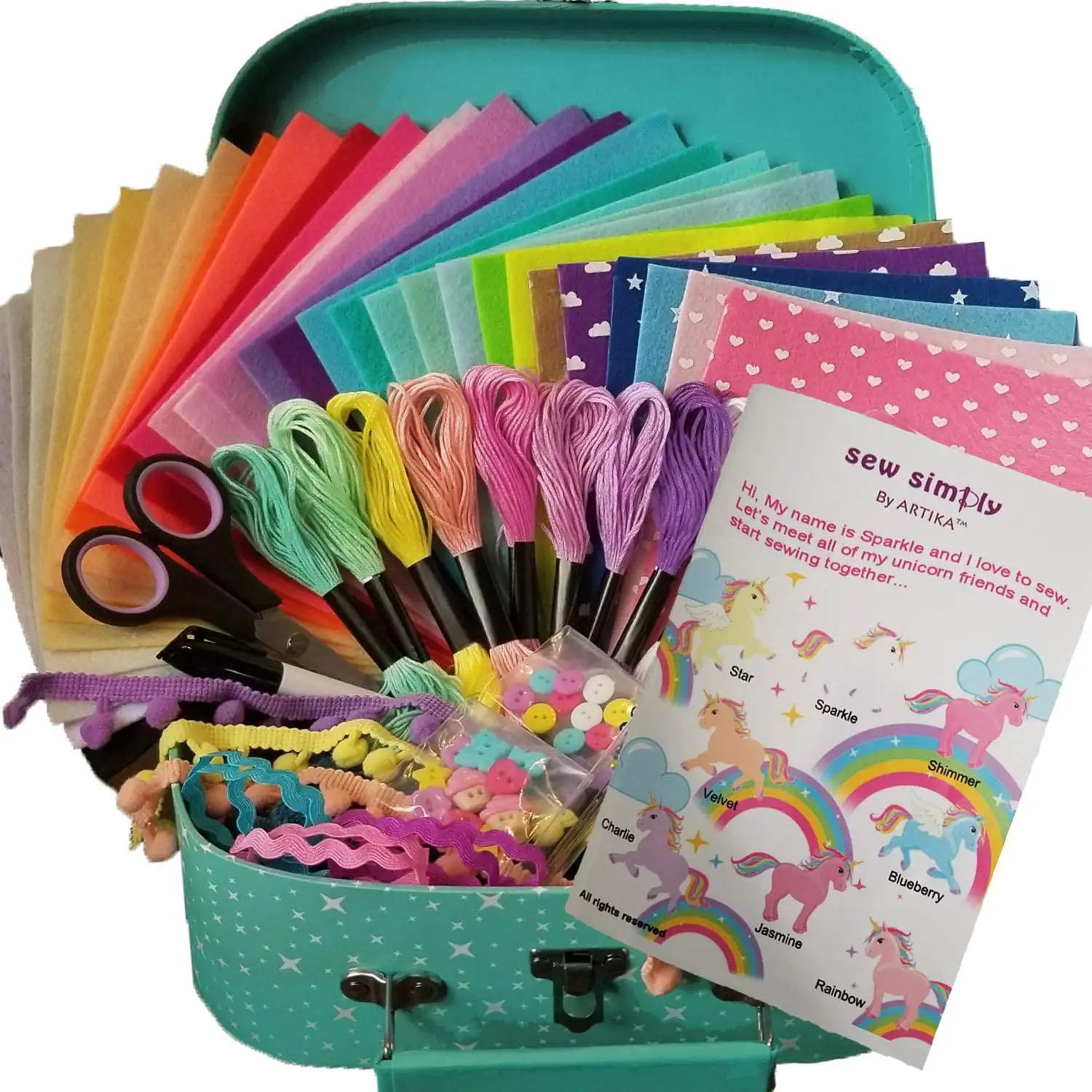 handmade girls children starter felt unicorn diy assemble mini hand sewing kit and kids art craft set