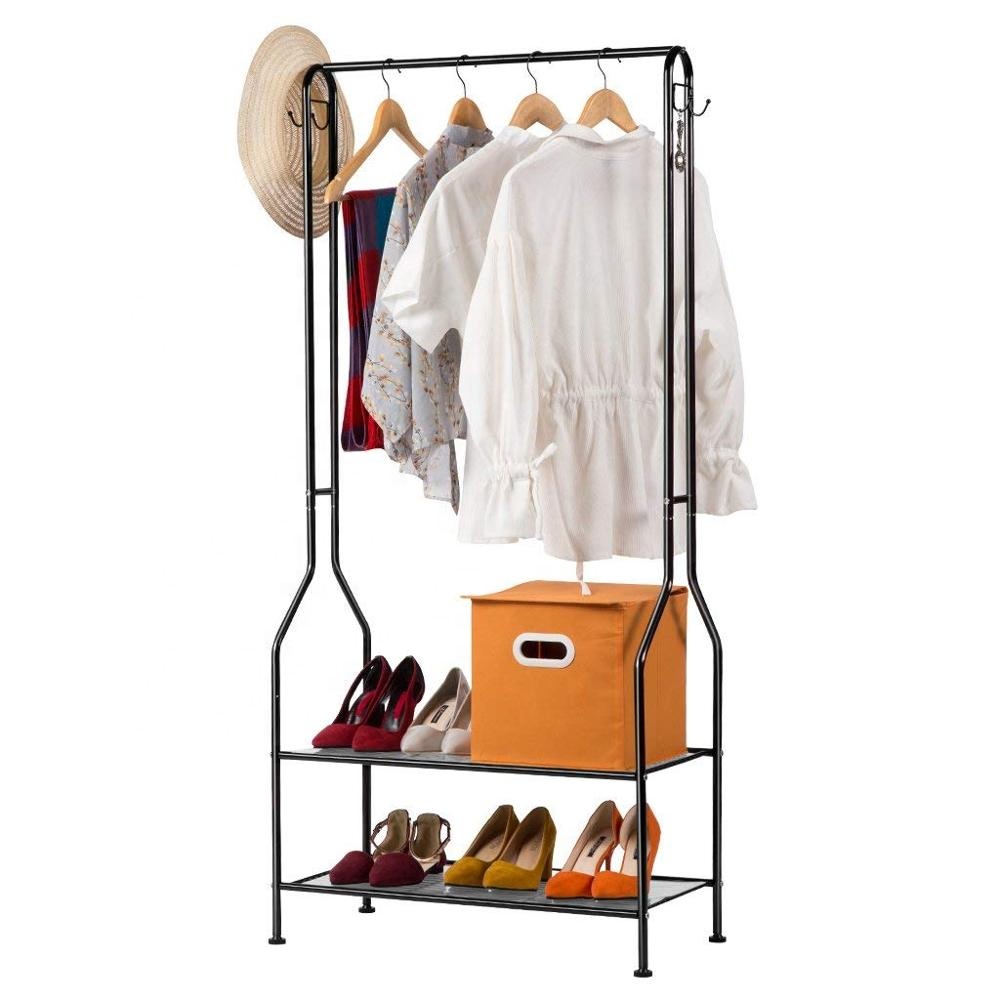 2-Tier Entryway металлическое пальто стойки и обуви стенд для хранения