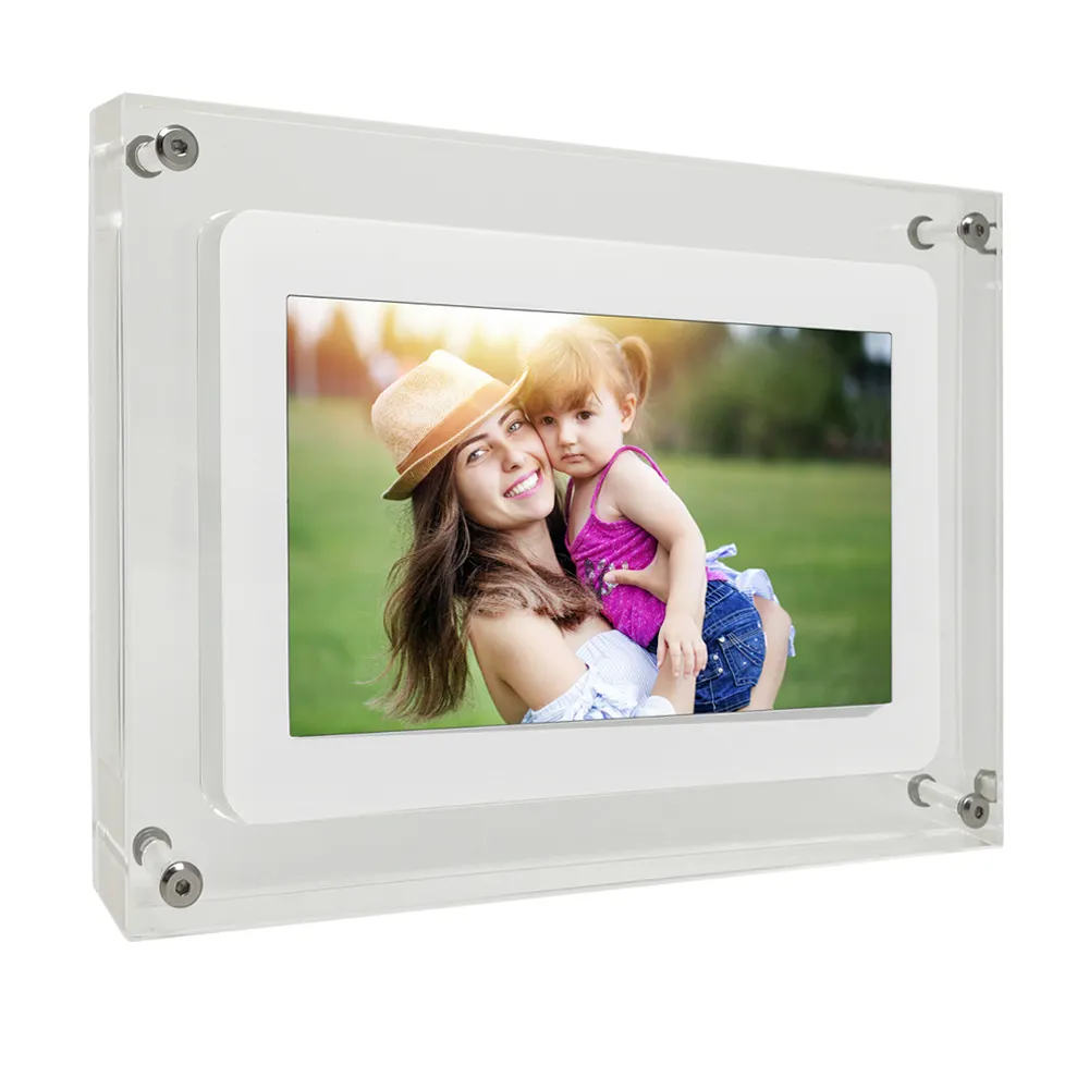 Transparent Acrylic 5inch digital photo frame with 1GB memory Vertical Acrylic photo frame with Magnetic power