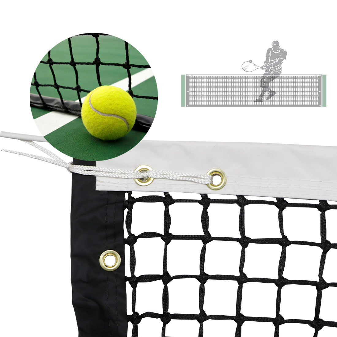 Outdoor Beach Tennis Ball Net Activities Tennis Court Nets Overlength Team Sports Portable 42 Inch Black Steel and Nylon