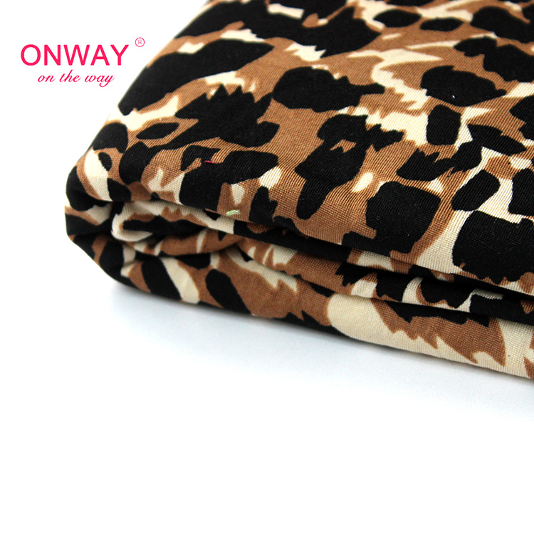 New arrival leopard print dty printed spandex polyester knitted fabric jersey