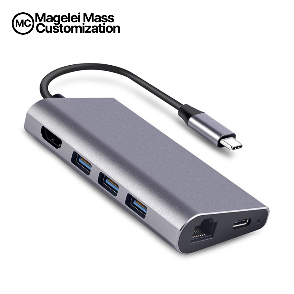 Новые продукты, персонализированный концентратор 8 в 1 3,1 USB C Тип C HDMI 3USB 3,0 RJ45 гигабитный Ethernet SD/TF кардридер Тип c 8 в 1 концентратор