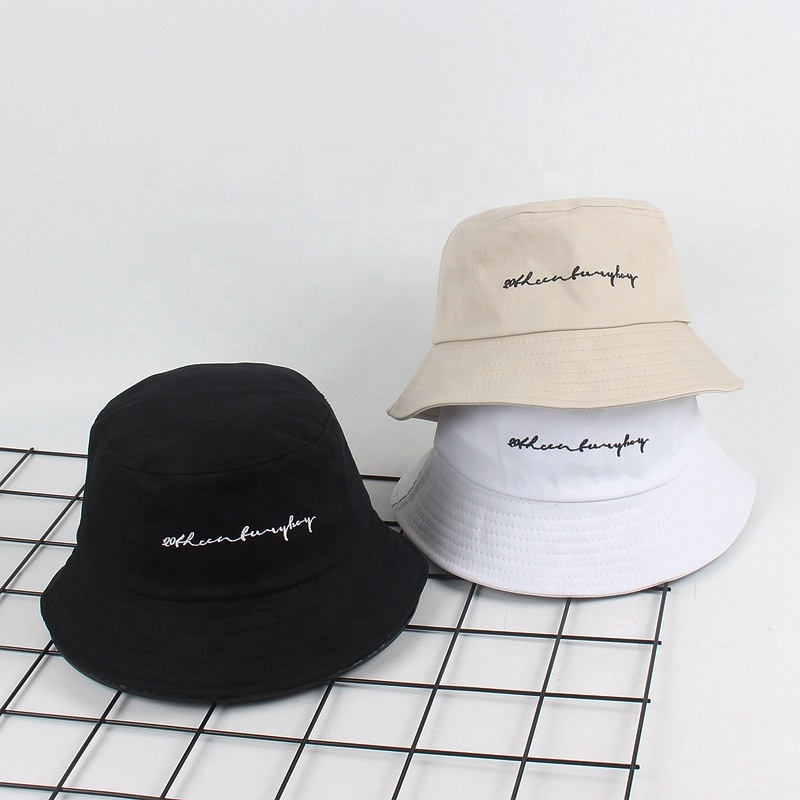 Free shipping 2021 instock custom logo embroidery designer letter adult outdoor sun cap bucket hats