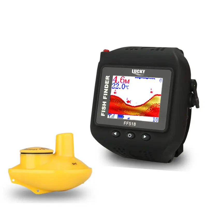 Lucky FF518 RU Watch Type Sonar Fish Finder Russian Version Sonar Wireless / clock Colored Display with RU EN User Manual