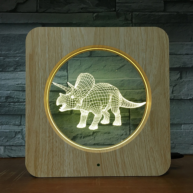 KS 3D-12 triceratops динозавр 3D фоторамка иллюзия Лампа-сенсорный выключатель 7 цветов свет рождественский подарок детский подарок