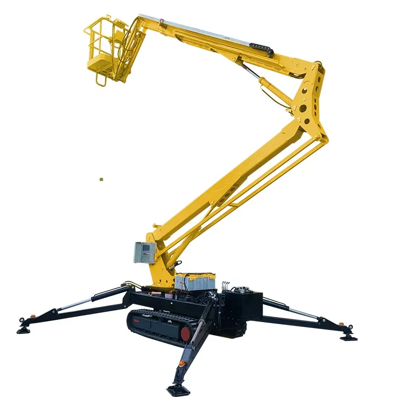 Crawler Telescopic Electric Hydraulic Trailed Towable Spider Aerial Fork Boom Lift Truck Carpets Aerial Work Platform