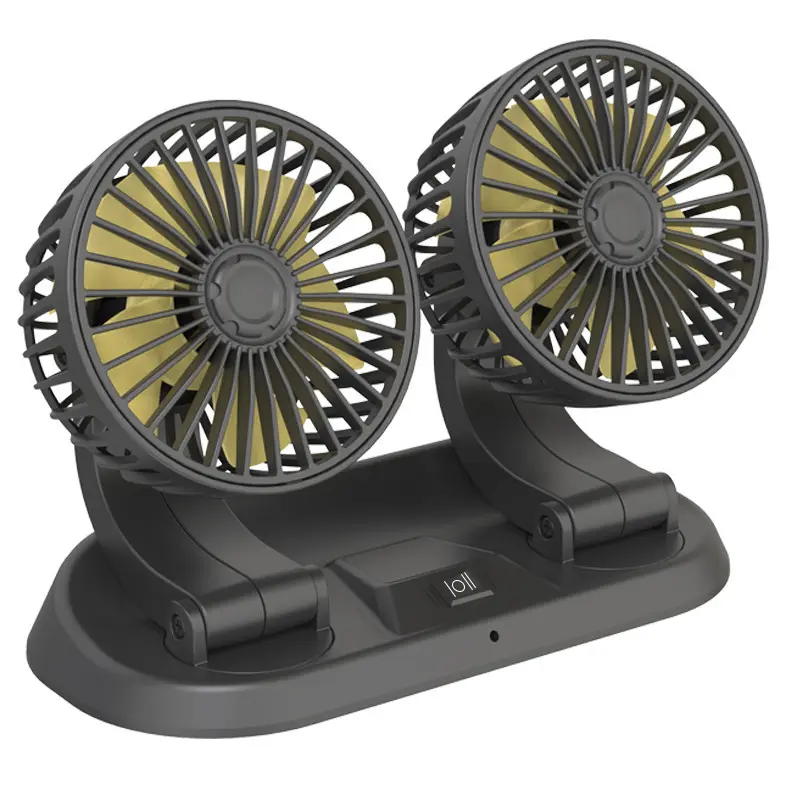 YX271 High quality car adjustable air Fast Cooling fan USB dashboard Double Heads fan ABS Mini Electronic Car Accessories Fan