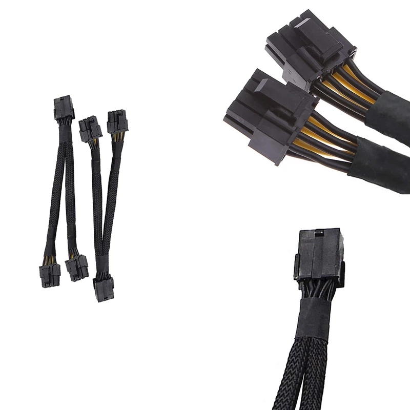Компьютер GPU PCIe 8 контактный разъем Dual 2X 8 Pin (6 + 2) Мужской PCI Express адаптер питания плетеный y-разветвитель Удлинительный кабель 20 см
