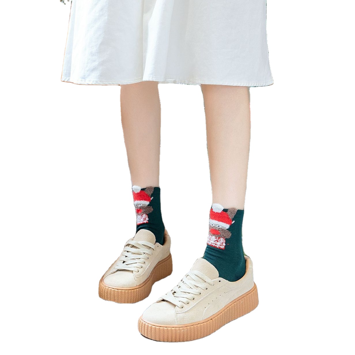 cross-border trade Christmas socks women's tube socks half lovely velvet day boxed women's socks wholesale
