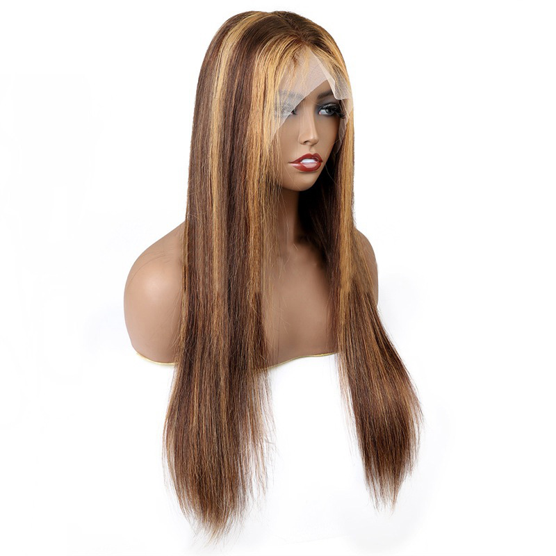 Premium quality fully human hair wigs straight long natural hair hd lace front wig caps
