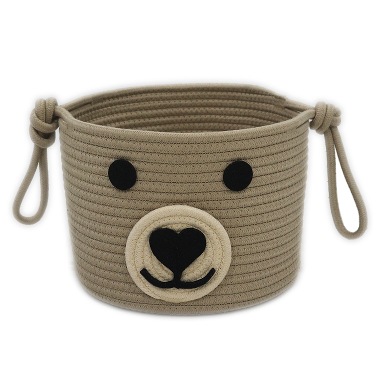Fashion woven basket bin with hand embroidery designs baby storage with cotton rope hand made weave basket