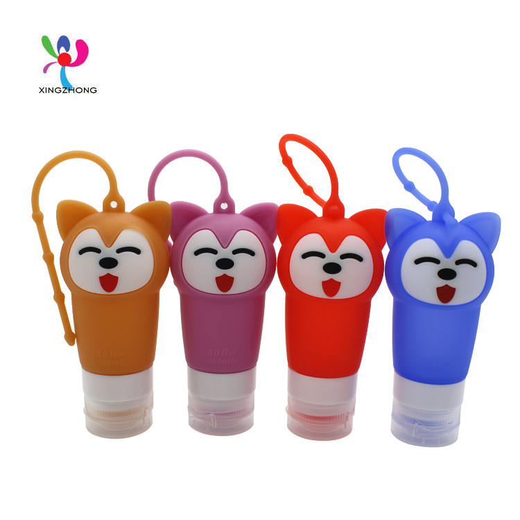 Promotion Cute Cartoon travel accessories set dispenser shampoo shower reusable silicone bottle