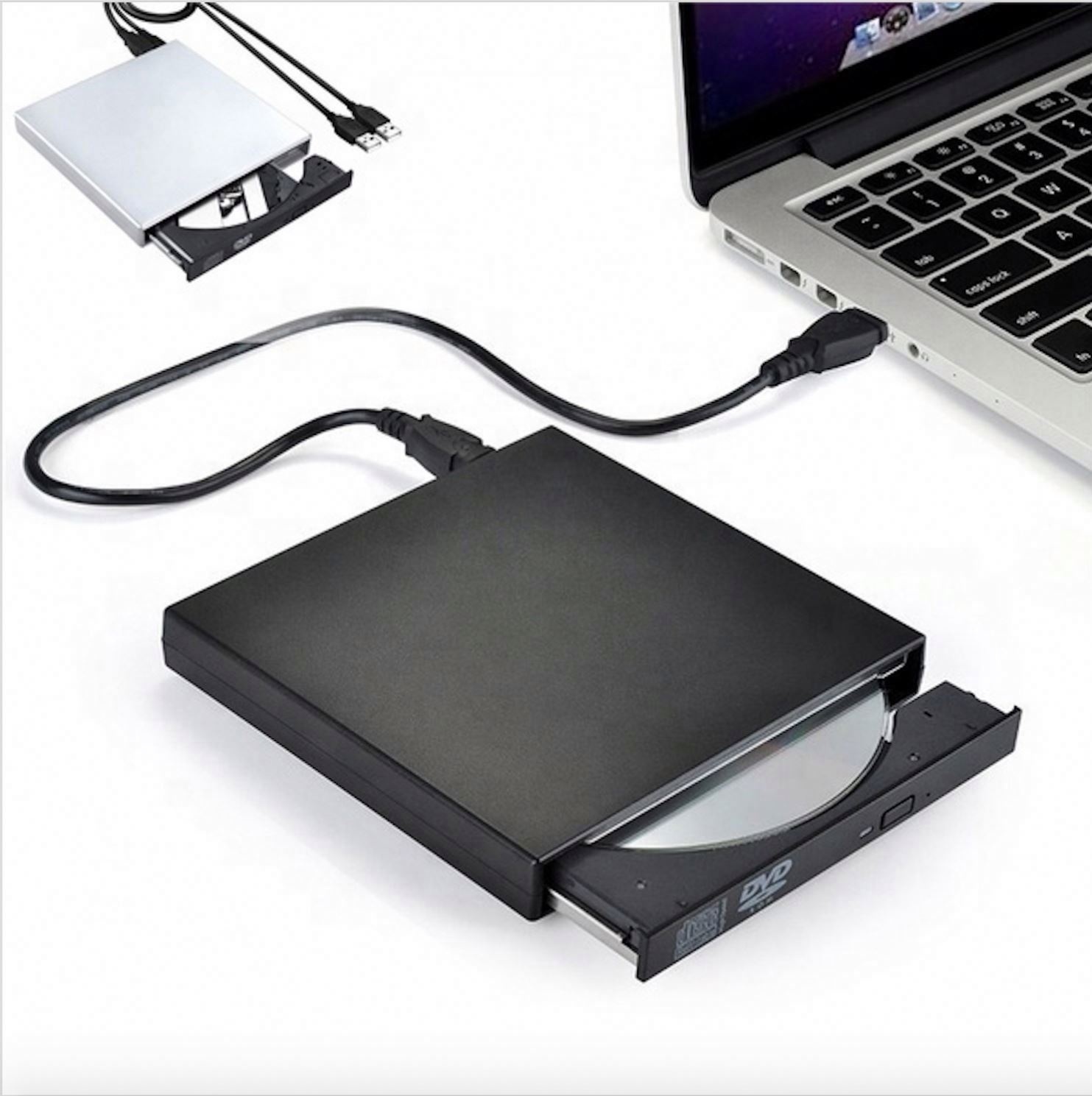 Зарядное устройство, внешний USB CD-RW горелки DVD/CD считыватель плеер с двумя USB кабели для Windows и Mac OS ноутбук компьютер