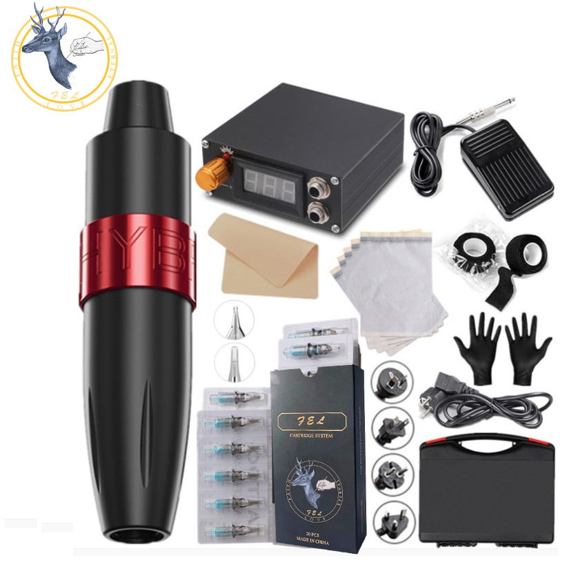 FEL Professional Black Pmu Handy Rotary Tattoo Machine Full Kit Micropigmentation Training Tattoo Kit For Microblading