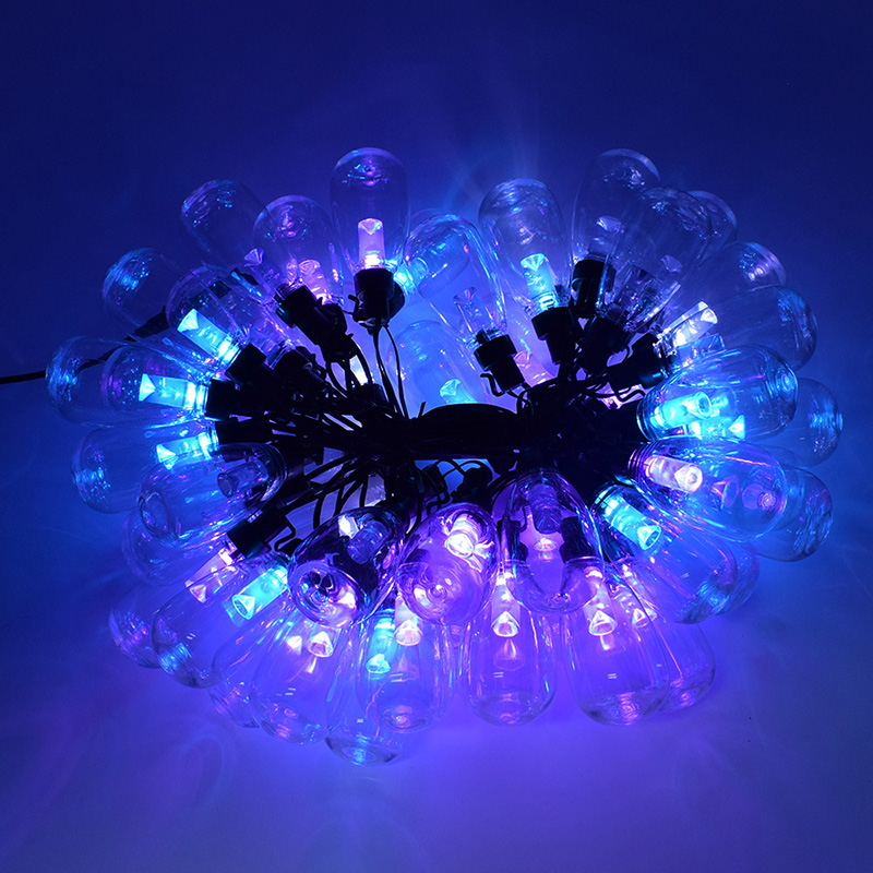 15M 25LED Outdoor Christmas String Lights with 2W Bulb RGB Changeable S14 Garden Patio String Lights For Wedding Party Backyard