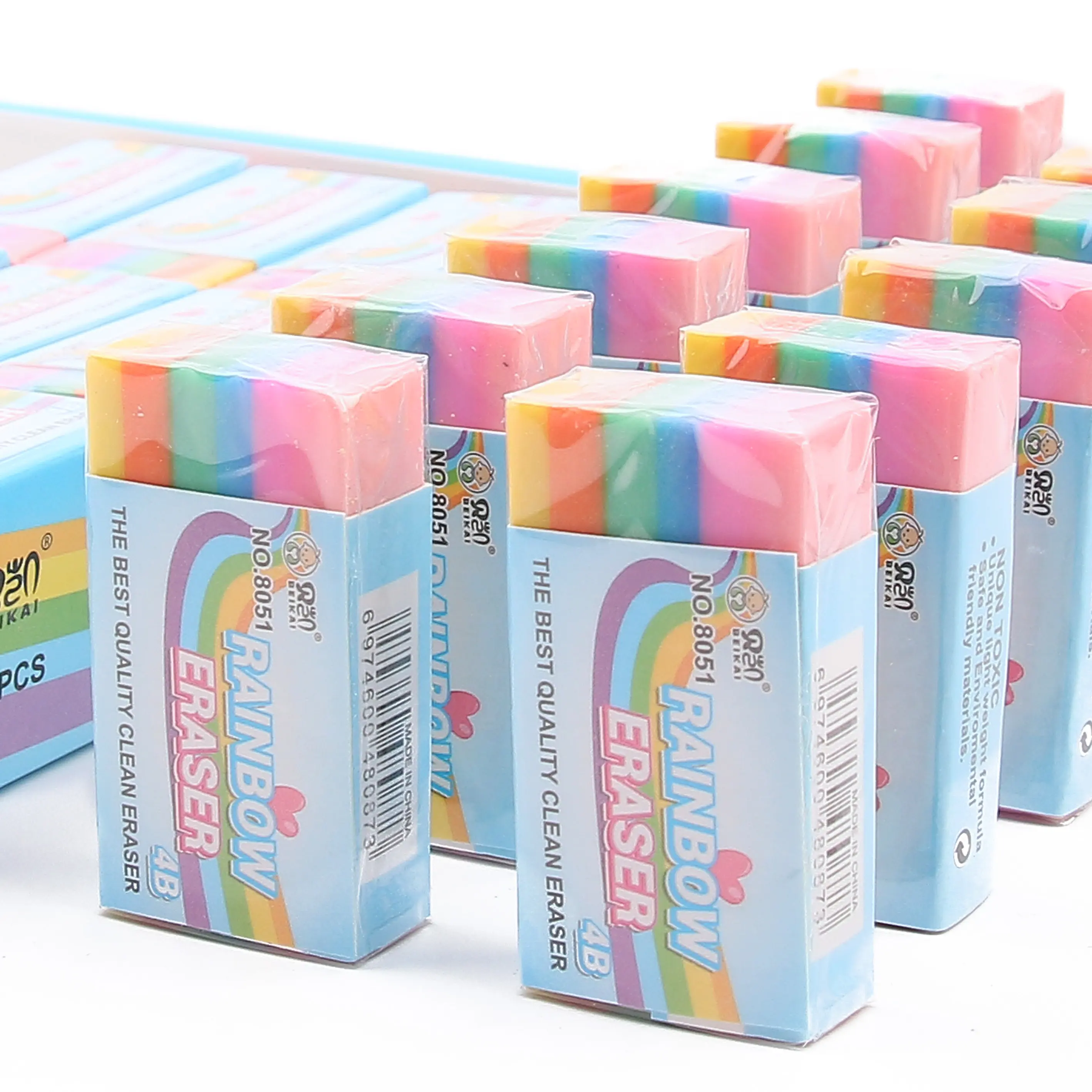 2023 New Hot Sale Colorful Rainbow Soft Mini Eraser Children Manufacturer Rubber Pencil Eraser For Kids