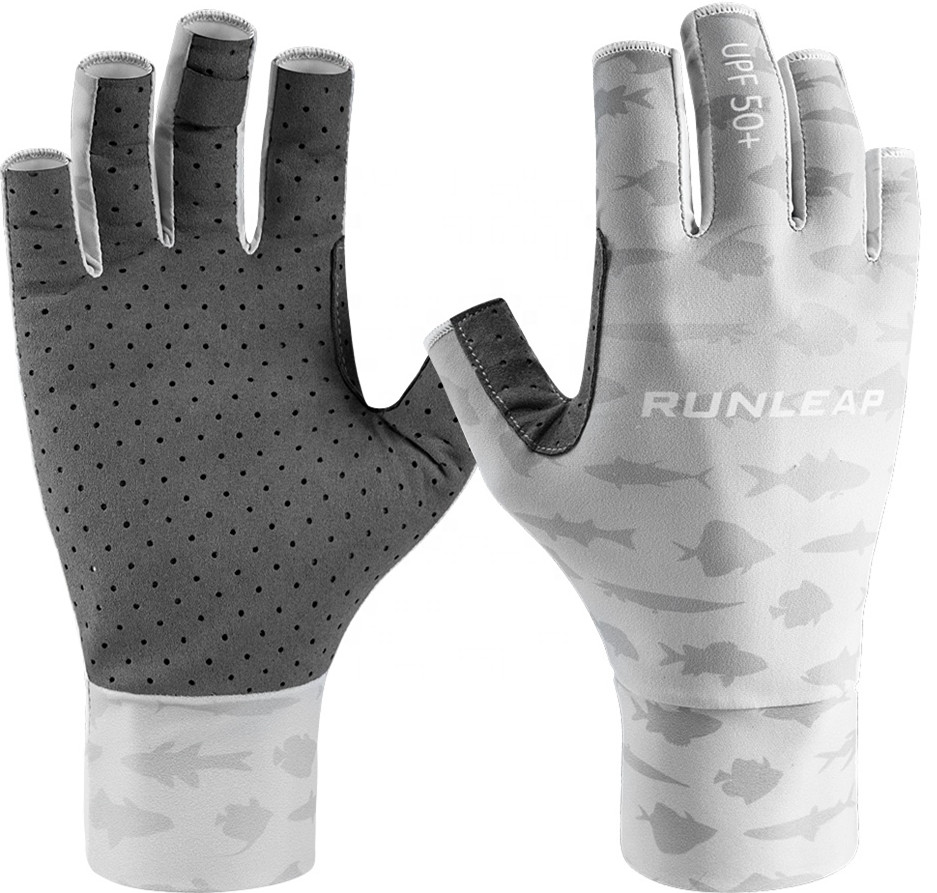 ODM/OEM Breathable And Quick-drying Uv Sea Fishing Fingerless Sun Fishing Gloves