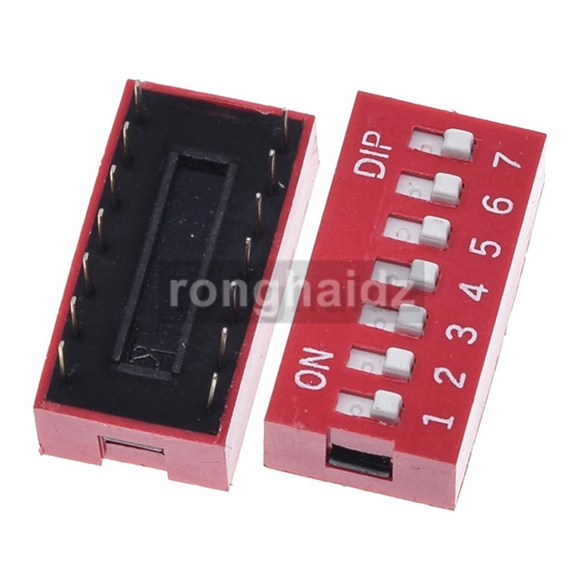 Модуль переключателя слайда 7Pin 7P 7 Bit 7 Way 2,54mm Позиция DIP красный шаг переключатель Красный кнопочный переключатель
