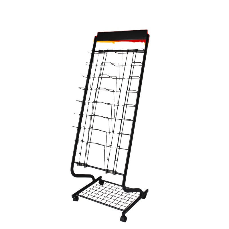 Potable Magazine Display Rack Office Brochure Rolling Holder Floor Standing Shelf