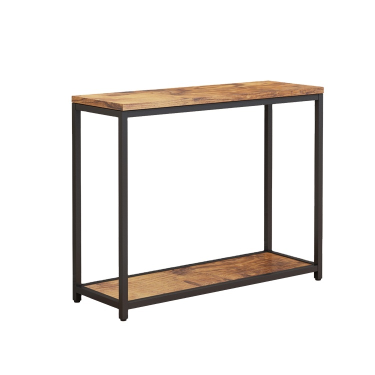 Bar Furniture Simple style wooden console table living room furniture hallway porch corridor rectangular metal leg 2 layersBar