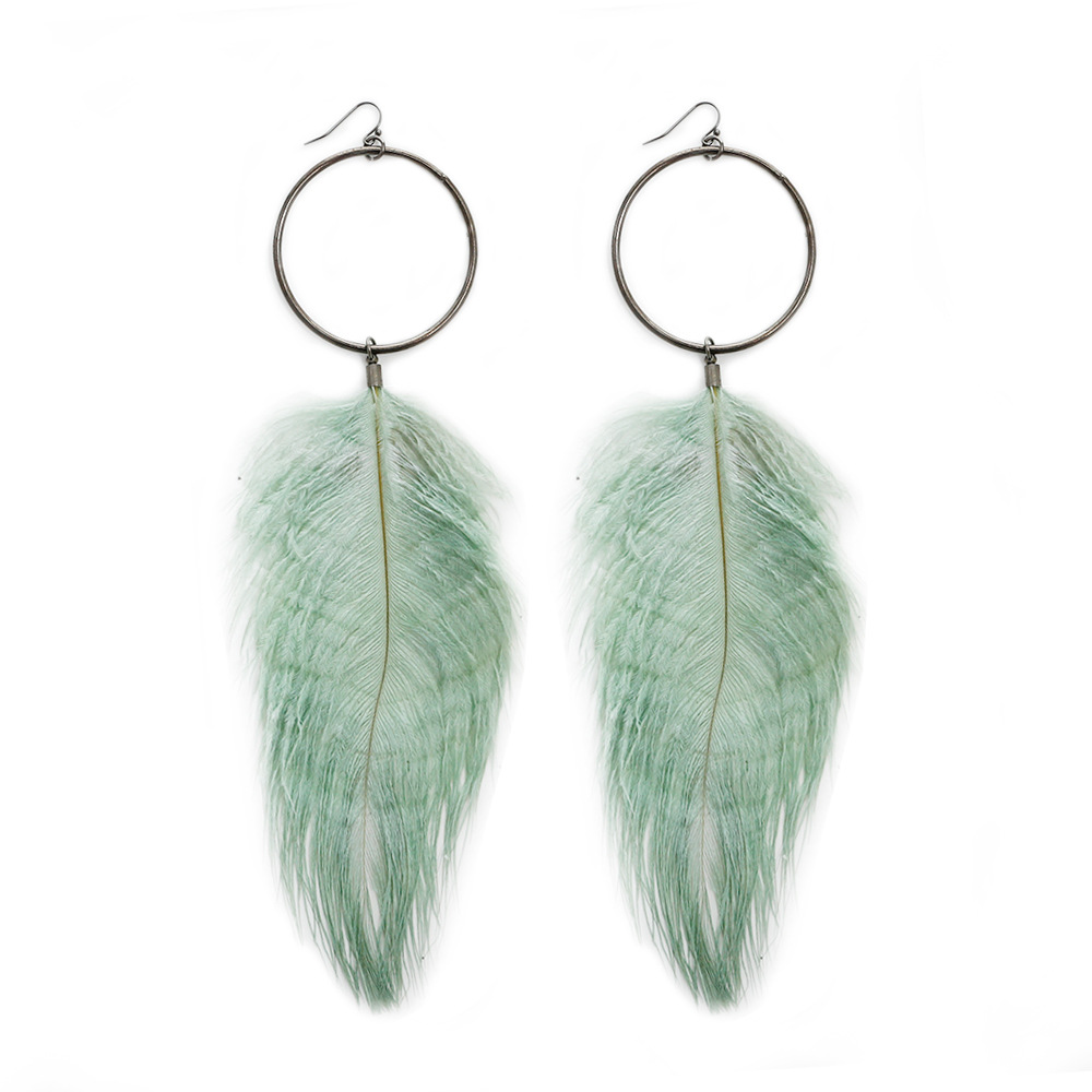 Niche super fairy ostrich feather earrings autumn and winter bohemian exaggerated long earrings female factory custom