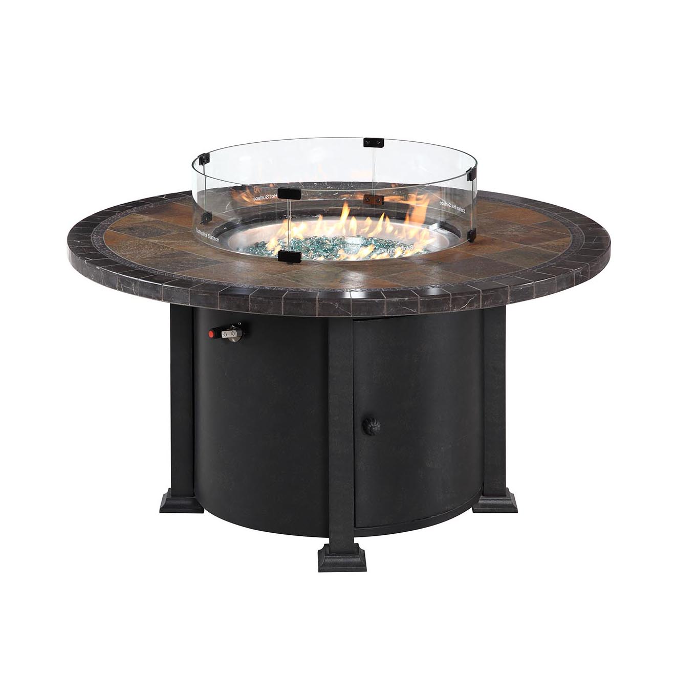 high quality outdoor round stainless steel fire pit table with tempered glass guard