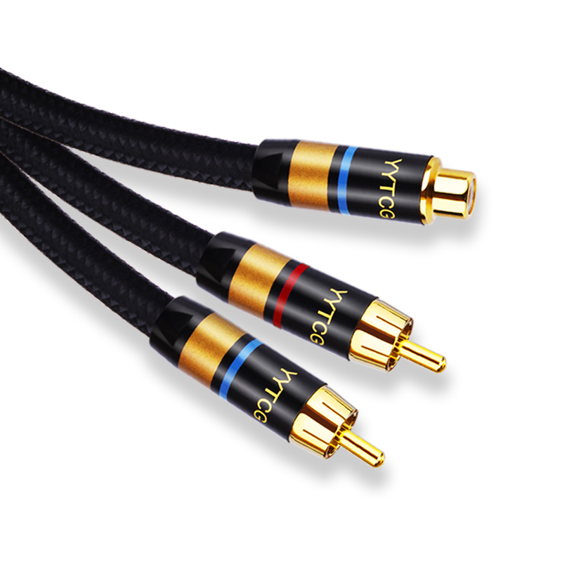 YYTCG HIFI Один RCA на двойной RCA сабвуфер аудио кабель чистая медь один Sub-2 сплиттер Y RCA кабель