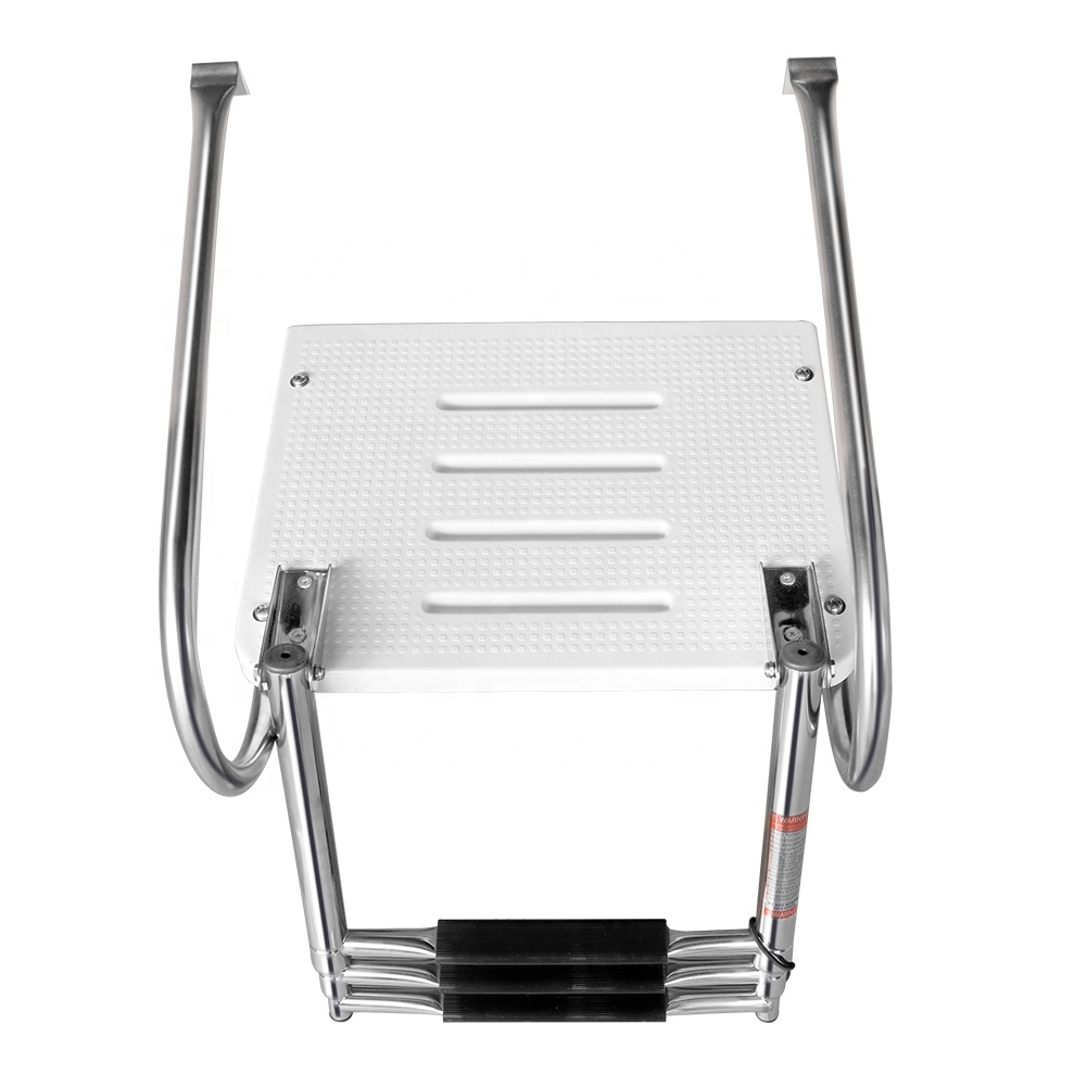 Stern Mount Telescopic Ladder Adjustable Retractable Ladder Stainless Steel Handrails Boarding Swim Ladder