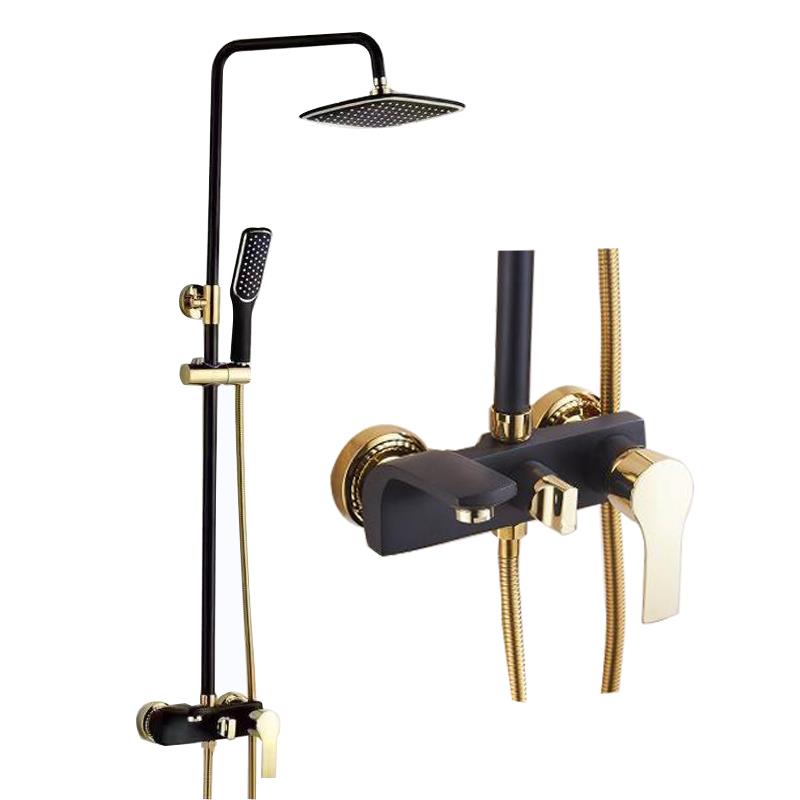 Bathroom Shower System Quality Brass Bathroom Faucet White Gold Bathtub Mixer Tap Rainfall Shower Head Bathroom Shower Mixer Set