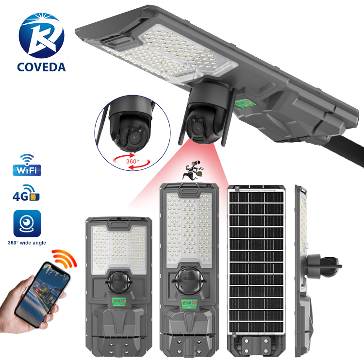 COVEDA High Brightness Street Lamp Ip65 Waterproof Abs 300w 500w Outdoor Smart Sensor Project Camera Solar Street Light