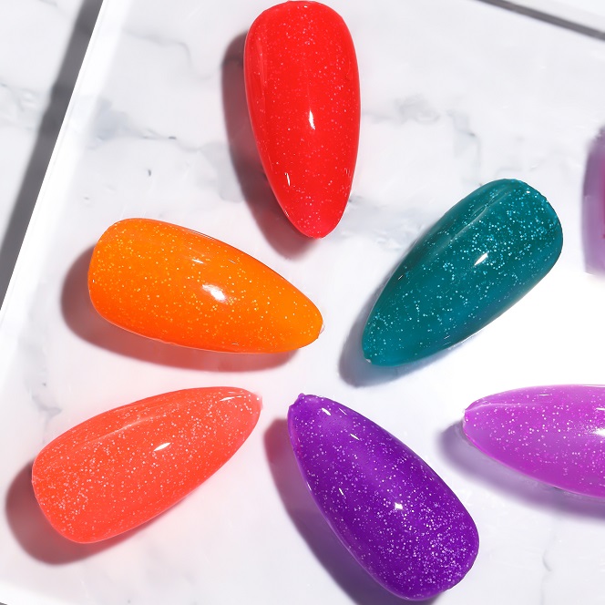 Private Label Luxury Jell Nail Polish Luminous Glitter Gel Neon Pigments Nails Gel Color Polish Wholesale Kilogram