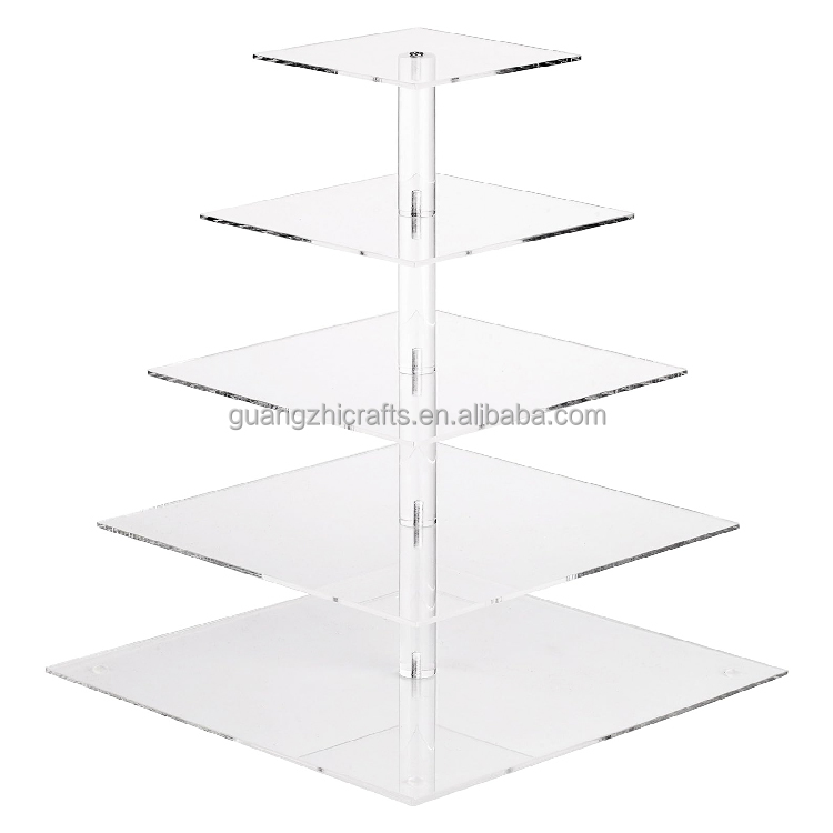 Wedding Party Acrylic Cupcake Display Stand Clear 5 Tier Round Acrylic Cake Tree Tower