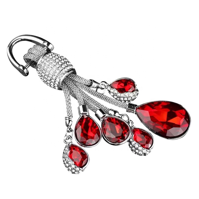 Heart-shaped Teardrop Crystal Car Key Chains for Girls Ladies Women Key Fob Ring Strap