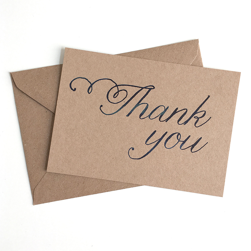 Eco Recycled Thank You Card Kraft Paper Custom Logo Printing For New Brand