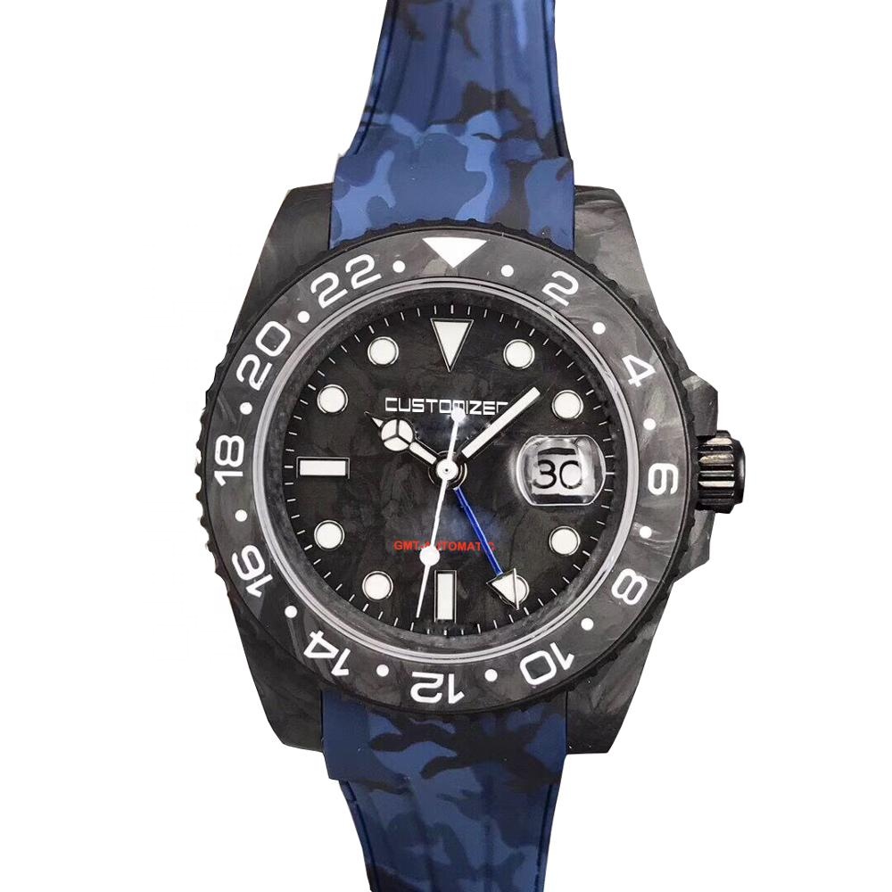 Роскошные часы GMT-Master из углеродного волокна для дайвинга, автоматические Супер Светящиеся спортивные военные наручные часы