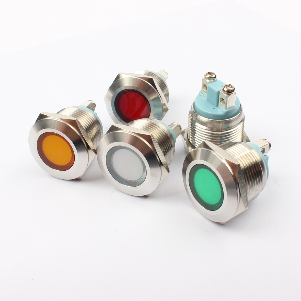 LED Metal Indicator light 19mm waterproof Signal lamp LIGHT 3V 6V 12V 24V 220v screw connect red yellow blue white 19ZSD.PY.L