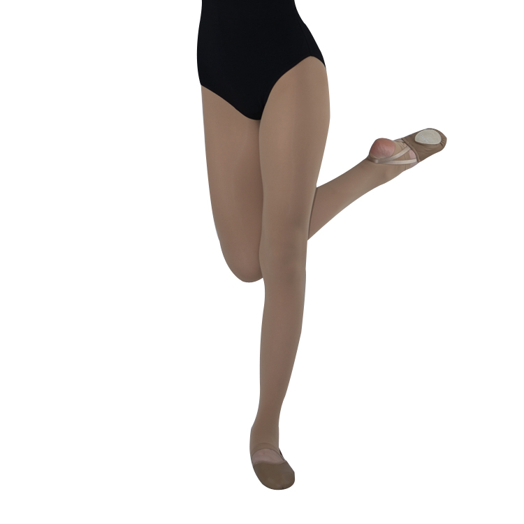 In-stock ready to ship caramel color spandex stirrup dance tights pantyhose leggings low price with crotch