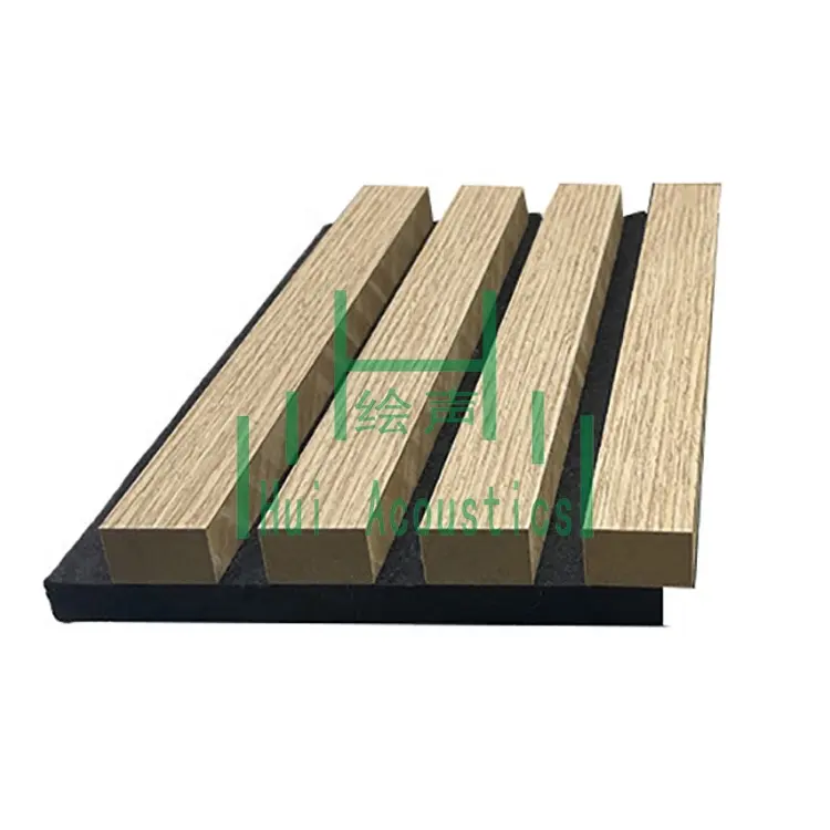 Natural Oak Acoustic Slat Wood Wall Panels Polyester Fiber Soundproof Panel Wooden Slats For Walls
