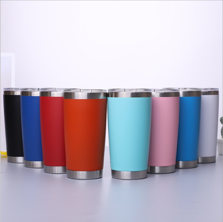 20oz Powder Coated Regular Tumbler with Lid Colorful Stainless Steel Double Wall Car Tumbler