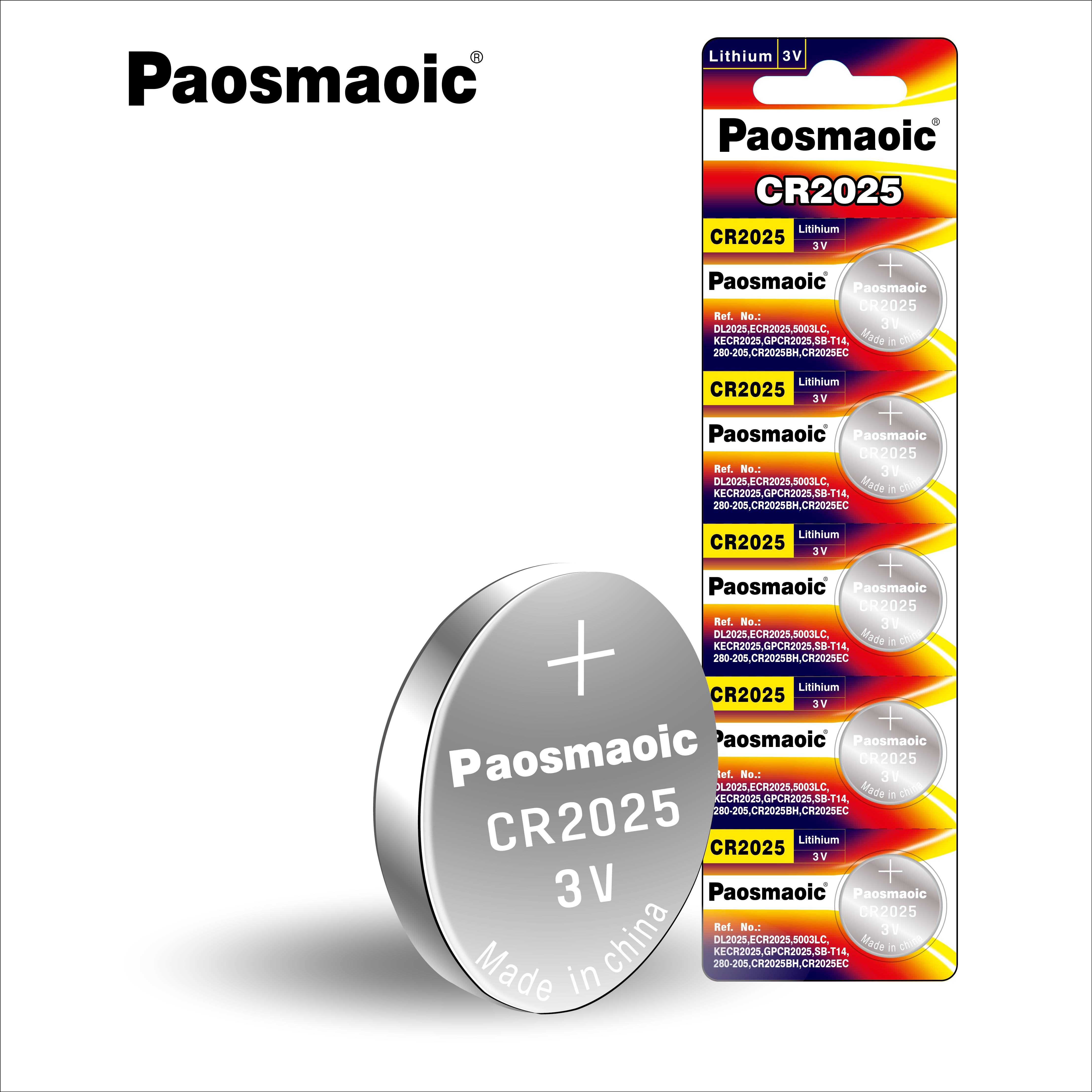 Paosmaoic factory прямые продажи CR2025 кнопочный аккумулятор 3V CR2025 автомобильный пульт дистанционного управления