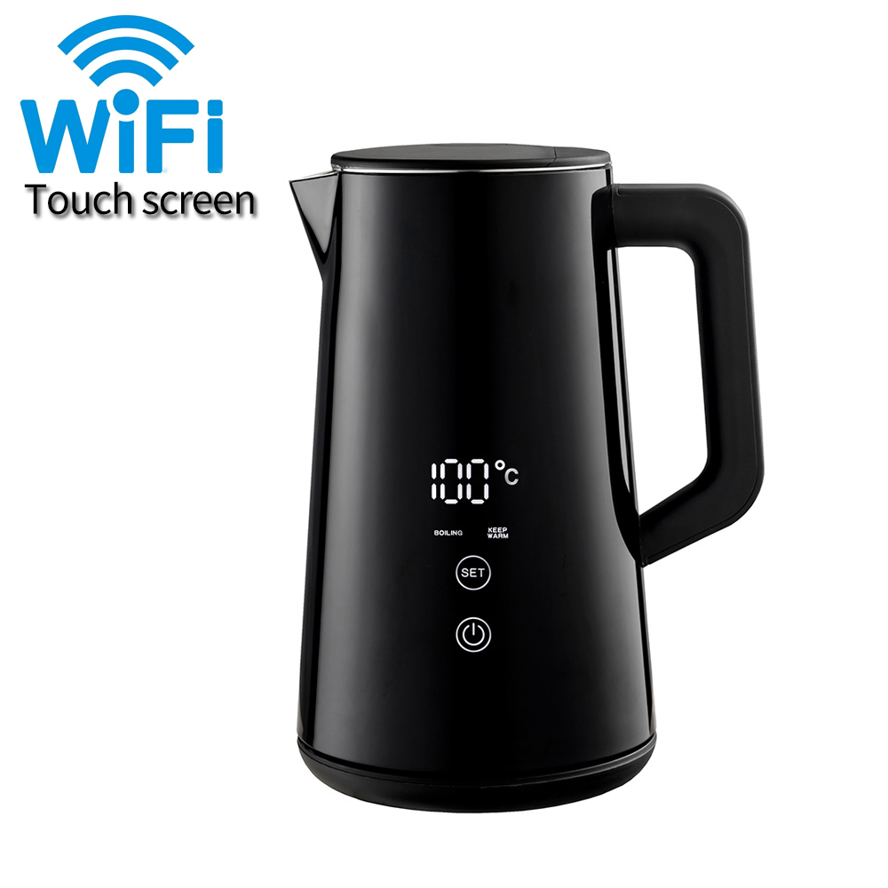 Новый электрический умный цифровая камера с Wi-Fi для чайник, сохраняющие тепло, дисплей с двойными стенками, контроль температуры электрический чайник со светодиодной подсветкой сенсорный экран