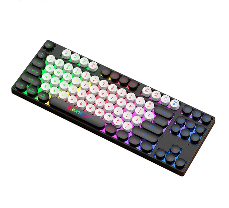Новинка, Лидер продаж, голубой переключатель с 87 клавишами и RGB подсветкой, проводная Милая клавиатура с круглой клавишей DK600, портативная клавиатура для ноутбука