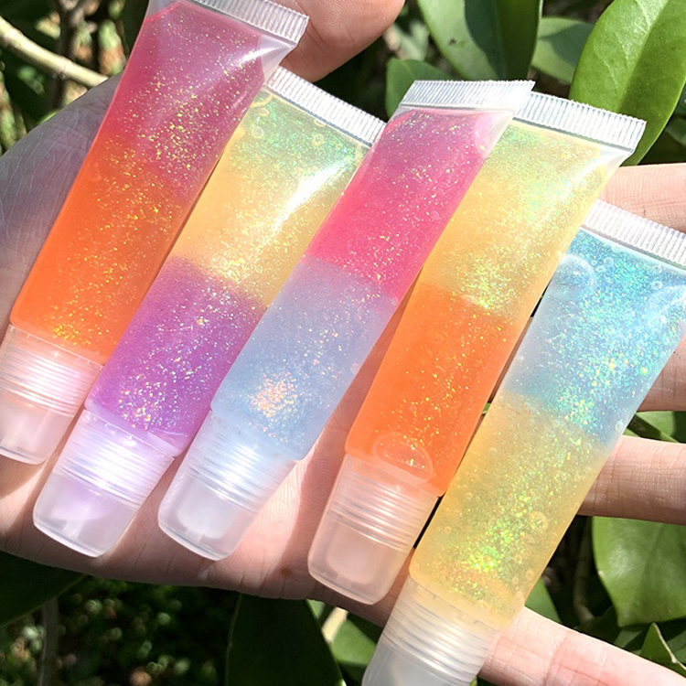 Lipgloss custom candy squeeze tubes wholesale fruit flavor gloss private label glitter clear sheer lip gloss vendor