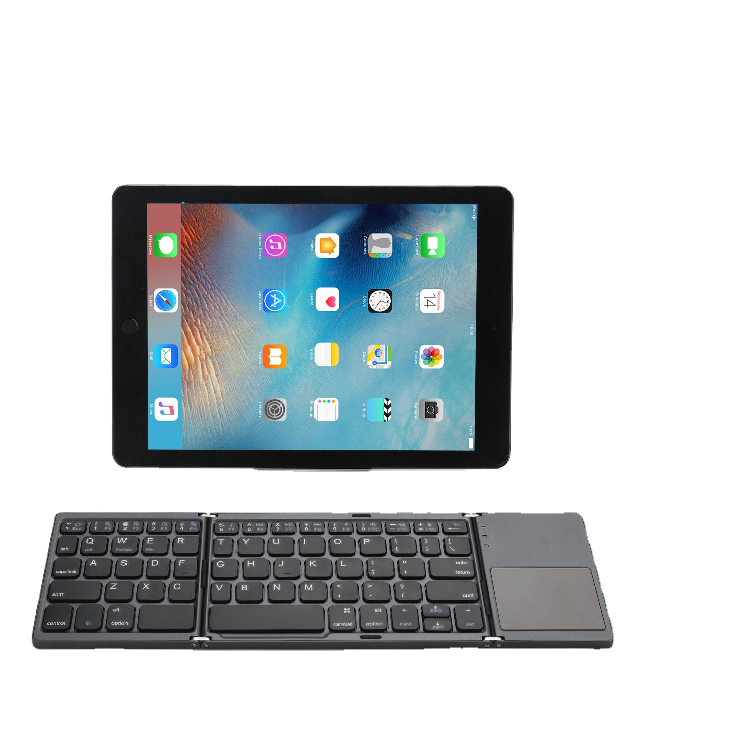 Rechargeable BT Wireless Folding Keyboard Portable Mini Foldable Wireless BT Keyboard for iPad