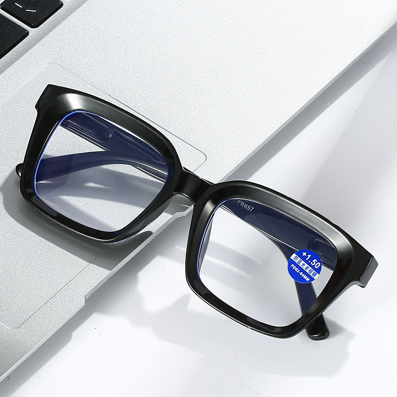 Fashionable Anti Blue Light Blue Film High-definition Presbyopia Glasses With Spring Leg Glasses