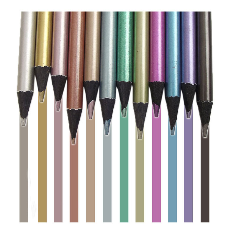 Top Quality Bulk Colour Pencil Colors Metal Pencil Set in Paper Box 12 Colors Painting Customized Wood Logo
