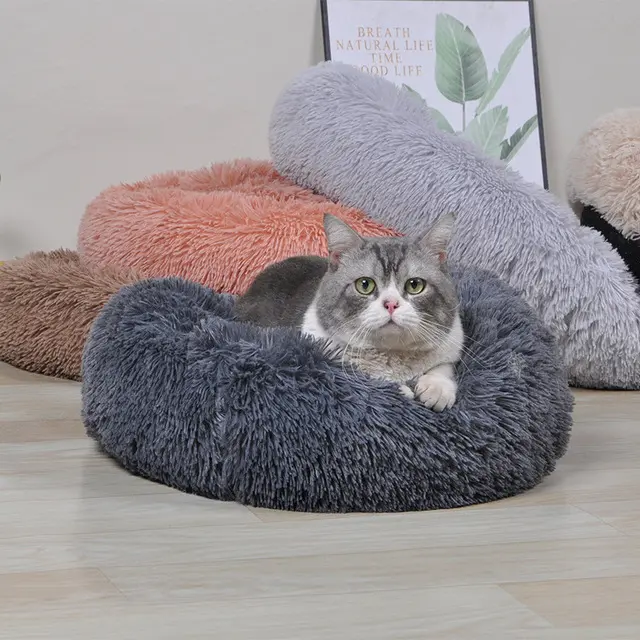 Dog Mat Bed Felt Model Cat Igloo Pillow Pet Donut Coussin Chien House Luxury Cotton Outside Cama En Forma De Animales